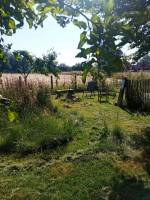 Garten mit Blick auf die Felder