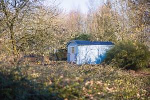 Einzigartiger Schäferwagen im englischen Parkgarten
