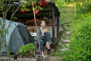 Zelten im Kirschgarten in Heidelberg an der Grenze zum Odenwald