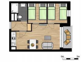Family suite for 4 people with single beds and balcony