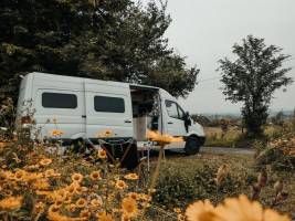 Campingplatz mit Blick auf das Siebengebirge